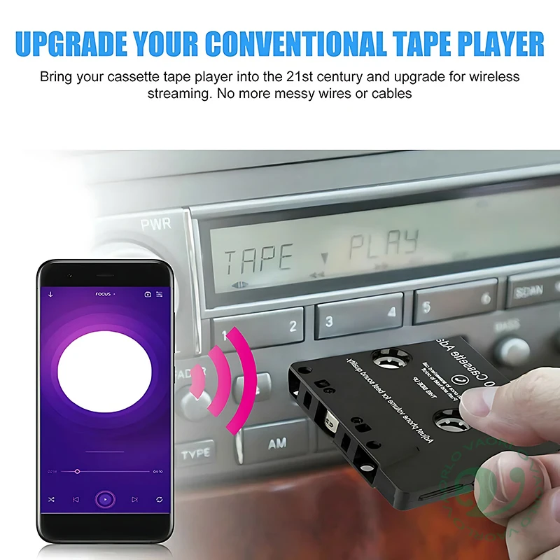 Universal Bluetooth 5.0 Converter Car Tape Converter Car MP3 Stereo Music Audio Cassette Player Wirless Audio Adapter With Mic image 3