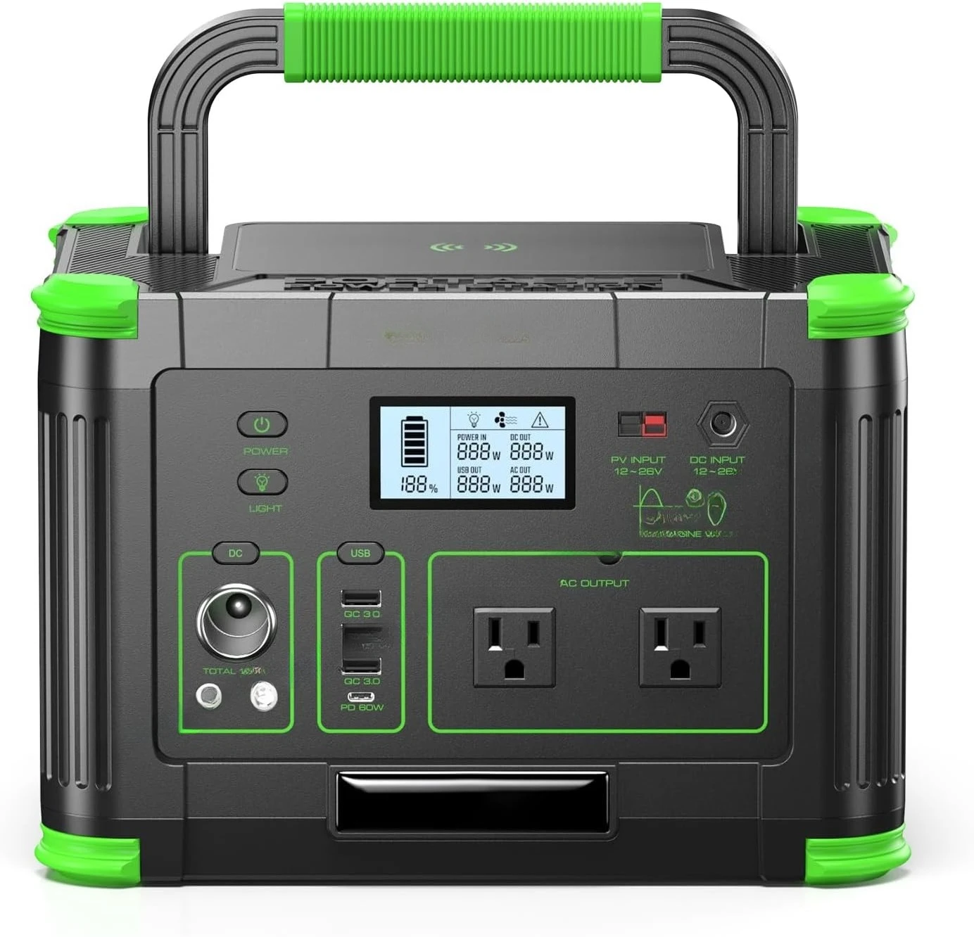 

1000W (Peak 2000W), 999Wh Solar Generator with 110V Pure Sine Wave AC Outlet, 60W USB-C PD, 10 Ports for Camping RV