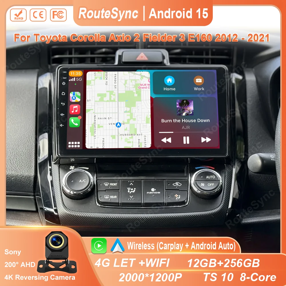 Android 16 Carplay For Toyota Corolla Axio 2 Fielder 3 E160 2012 - 2018 2019 2020 2021 Car Radio Multimedia Player Video No 2din