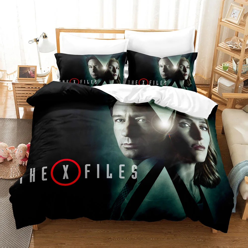 Dark Sci-Fi The Fantastical X Files Word Art 3 Piece Bedding Set Microfiber Duvet Cover 2 Pillowcases Mysterious Theme Fan Gift