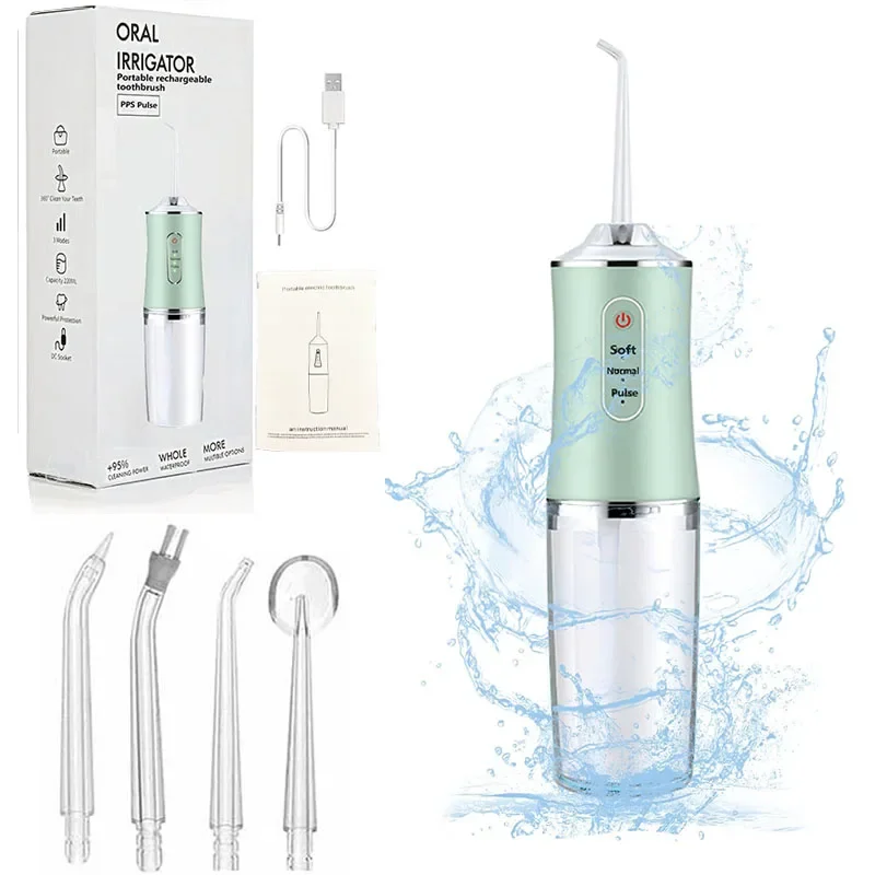 

Powerful Battery Portable Electric Pick Ipx7 3 Modes Waterproof Toothbrush Combo Braces Kids Oral Irrigator Water Dental Flosser