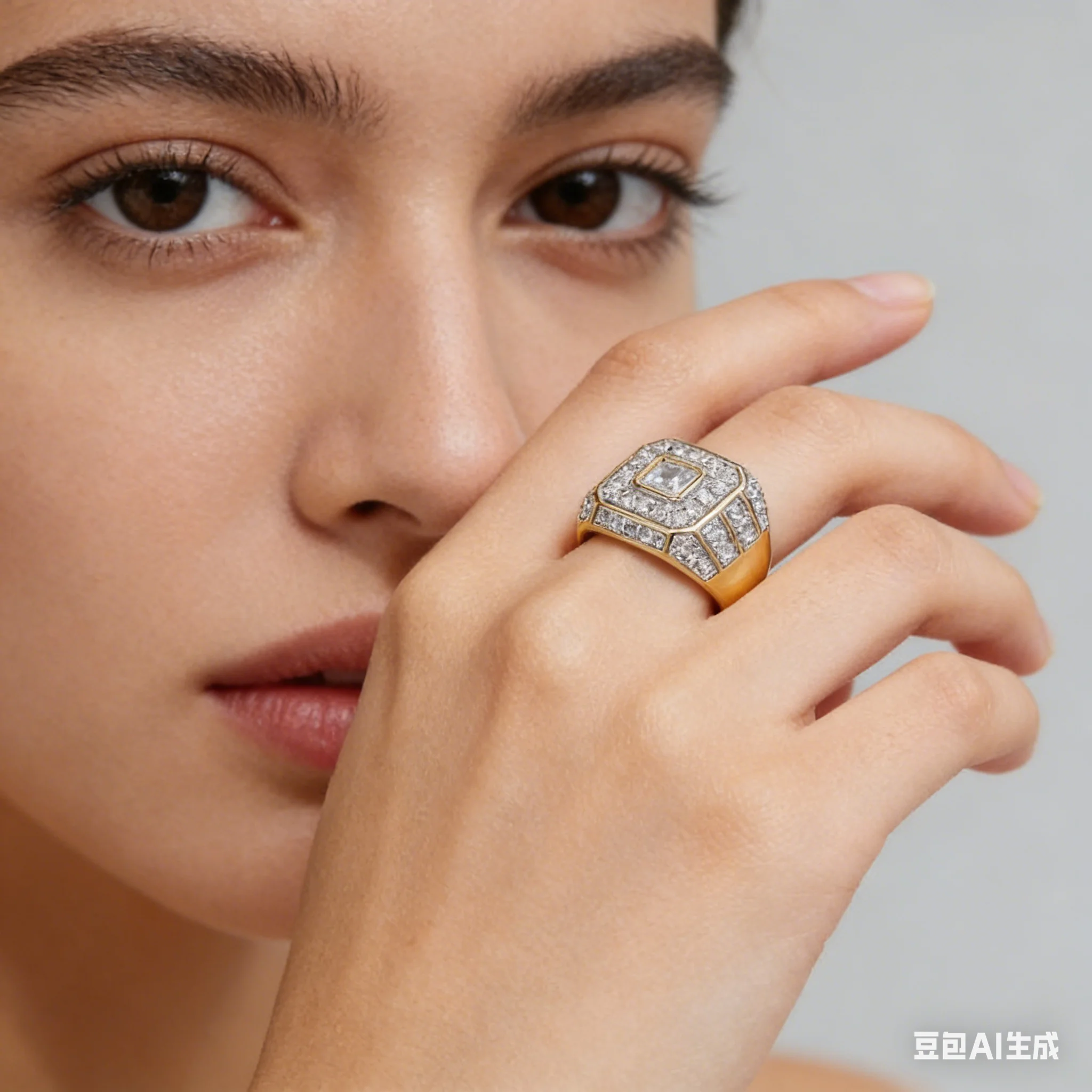 Luxury Gold Plated Hiphop Ring for Men Square Zirconia Jewelry Wholesale Various Sizes Available 7 to 13