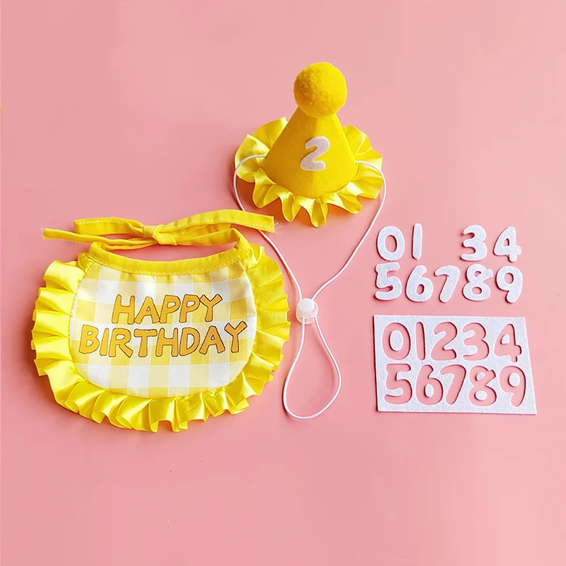 Pet Birthday Party Hat Bib Set for Celebration