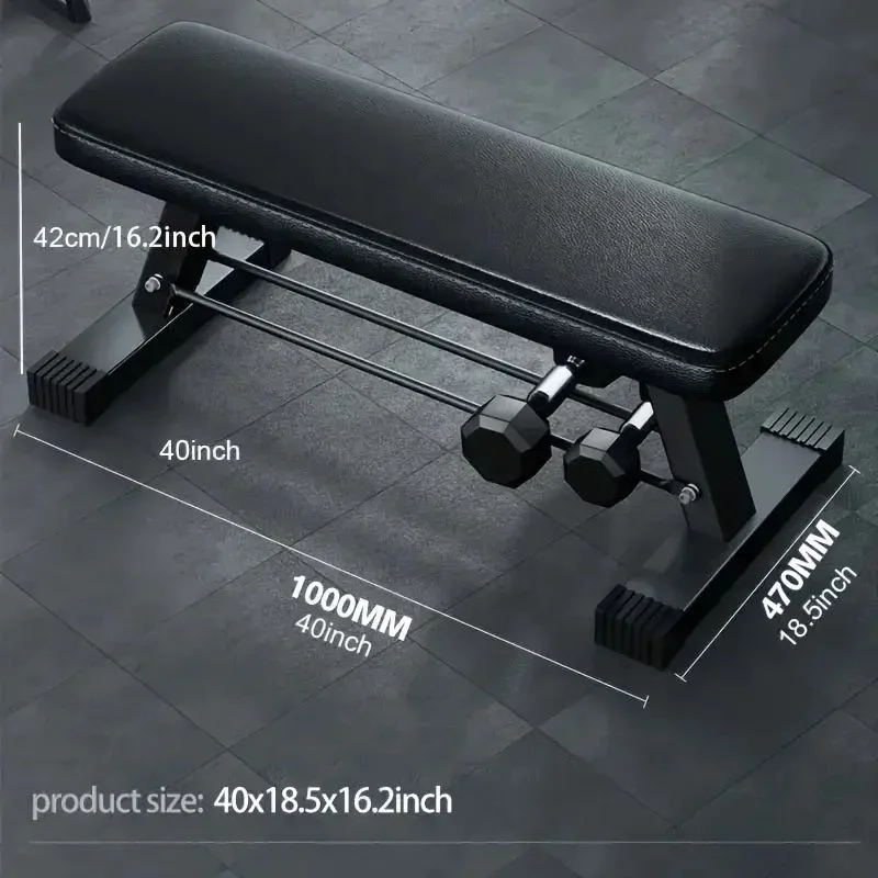 Strength Training Weight Bench Steel Frame Flat Bench with Dumbbell Storage Workout Fitness Stool For Full Body Exercise