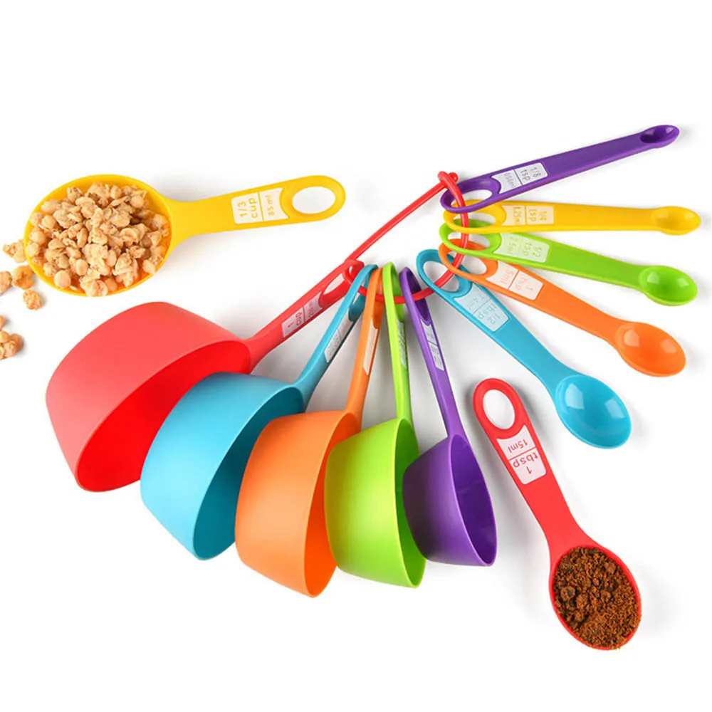 Scale Measuring Cups and Spoons 12 Pcs Set Milk Coffee Spoon Baking Tools Kitchen Measuring Spoon Set Plastic Measuring Cup