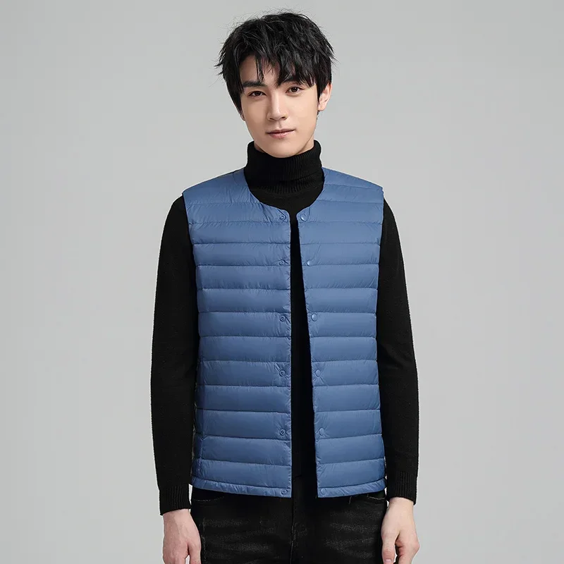 Lightweight Down Vests Men 90% White Duck Down Packable Winter Vests Solid Portable Sleeveless Waistcoat Homme Warm Parkas Male