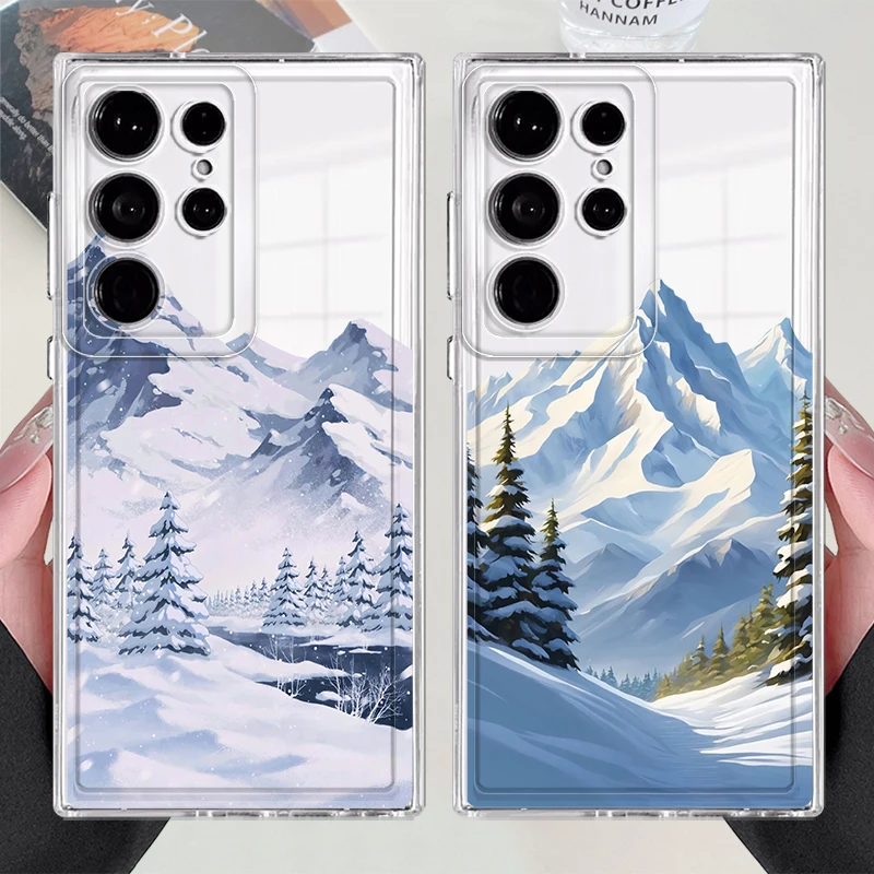 เคสโทรศัพท์ลายคริสต์มาส ฤดูหนาวหิมะสวยงาม สำหรับ Samsung Galaxy S25 Edge S21 S22 FE S23 Ultra S24 Note 20 Ultra