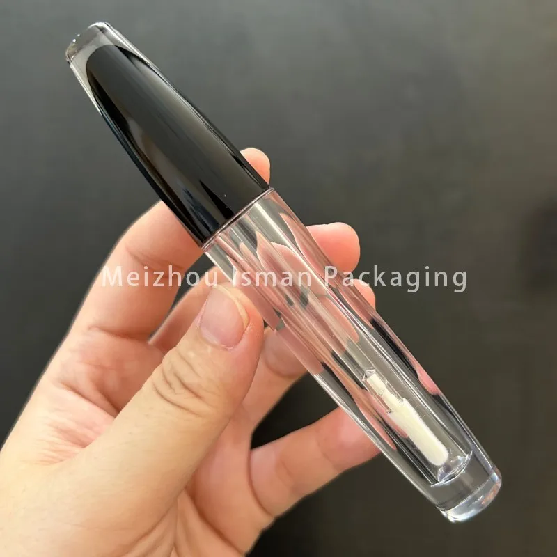 50 szt. Unikalne pojemniki na błyszczyk w kształcie stożka PET, przezroczyste, kryształowe, czarne aplikatory, puste butelki na tusz do rzęs, tubki na błyszczyk 4 ml 16 ml