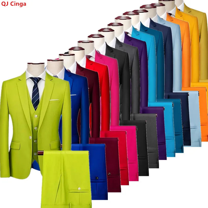 2027 Men's Three-Piece Suit: Single-button V-neck Jacket Paired with Vest and Pants, Suitable for Weddings/Office/Parties.