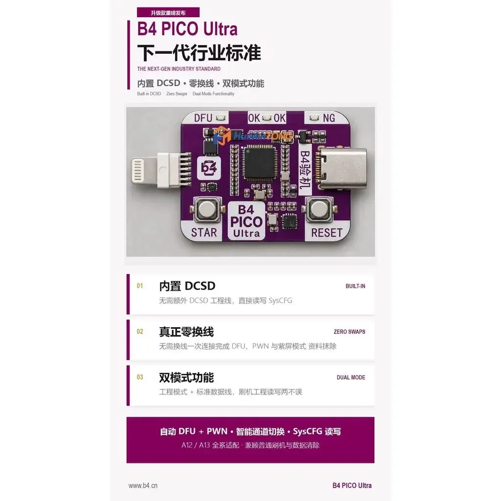 B4 PICO DFU RP2350A PICO Engineering Box DFU Mode Tool For iPhone IOS Enter DFU One Click Boot