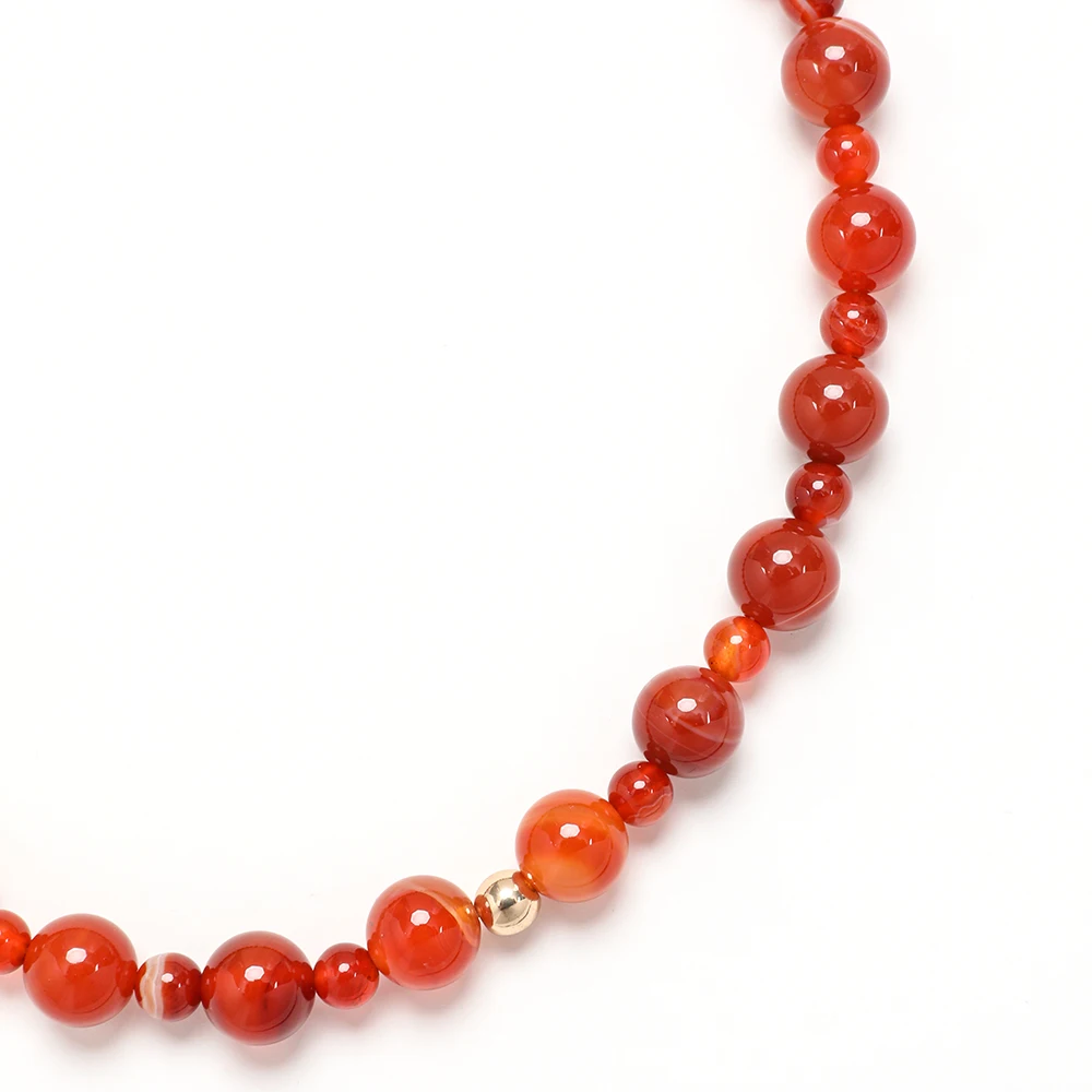 ZMZY Red Agate Beaded Necklace Natural Stone Necklace Bead Clavicle Chain Vintage Charm Beaded Energy Fashion Carved Gifts