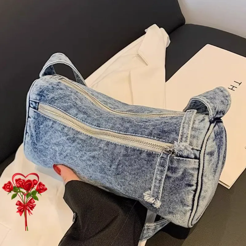 

Denim Backpacks Women Single Shoulder Denim Bag Women's Casual Small Handbag Water Bucket New Crossbody Bag Knapsack