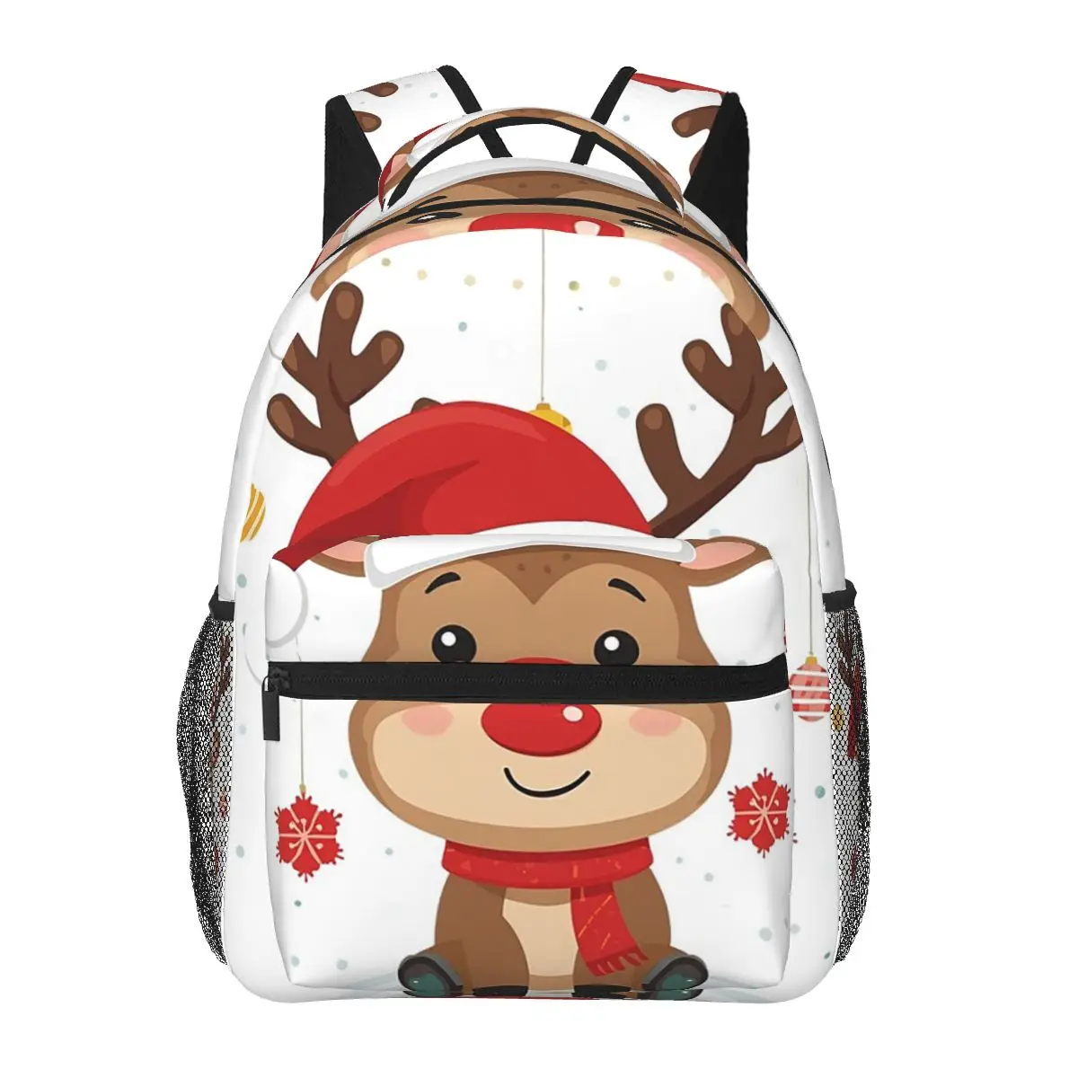 

Cartoon Merry Christmas Reindeer Student Backpack School Bag Hiking Travel Daypack for Men Women Fashion Bookbag Shoulder Bags