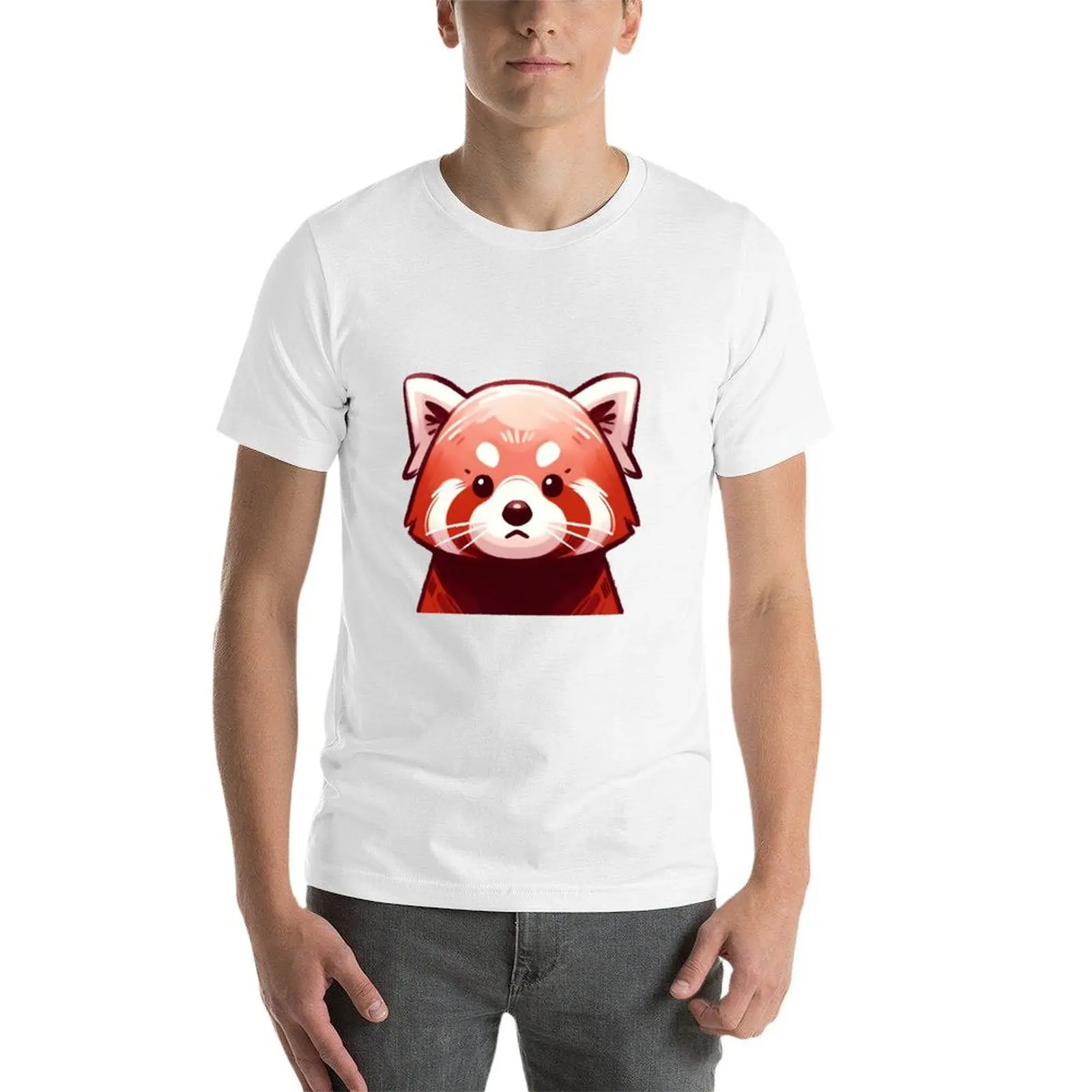 قميص تي شيرت قطني أحمر تي شيرت رجالي الباندا عالي الجودة قمصان محببة فاخرة