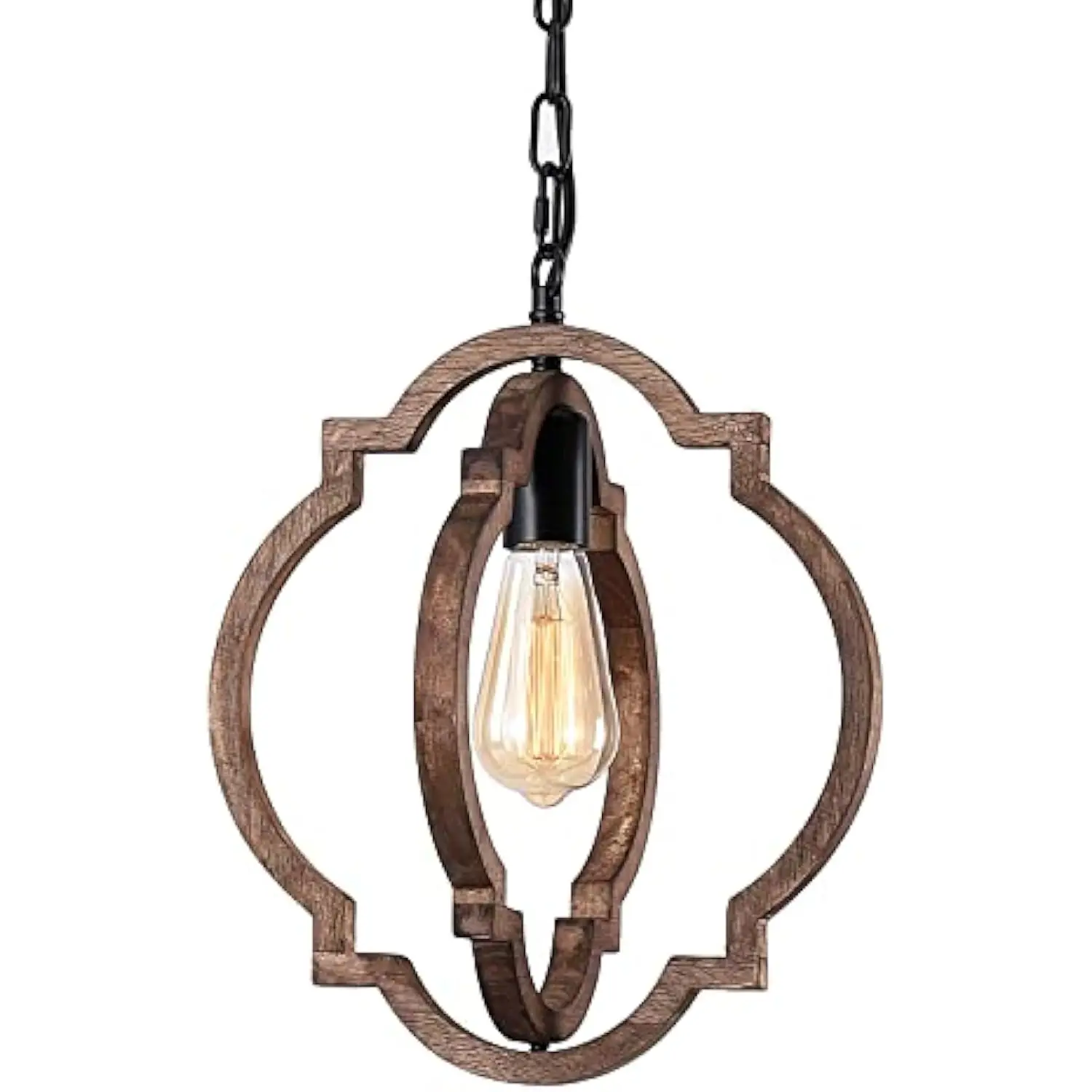 

1-Light Farmhouse Wood Chandelier,Rustic Retro Pendant Light.Adjustable Height Handmade Rustic Light Fixture for Foyer, Dining&