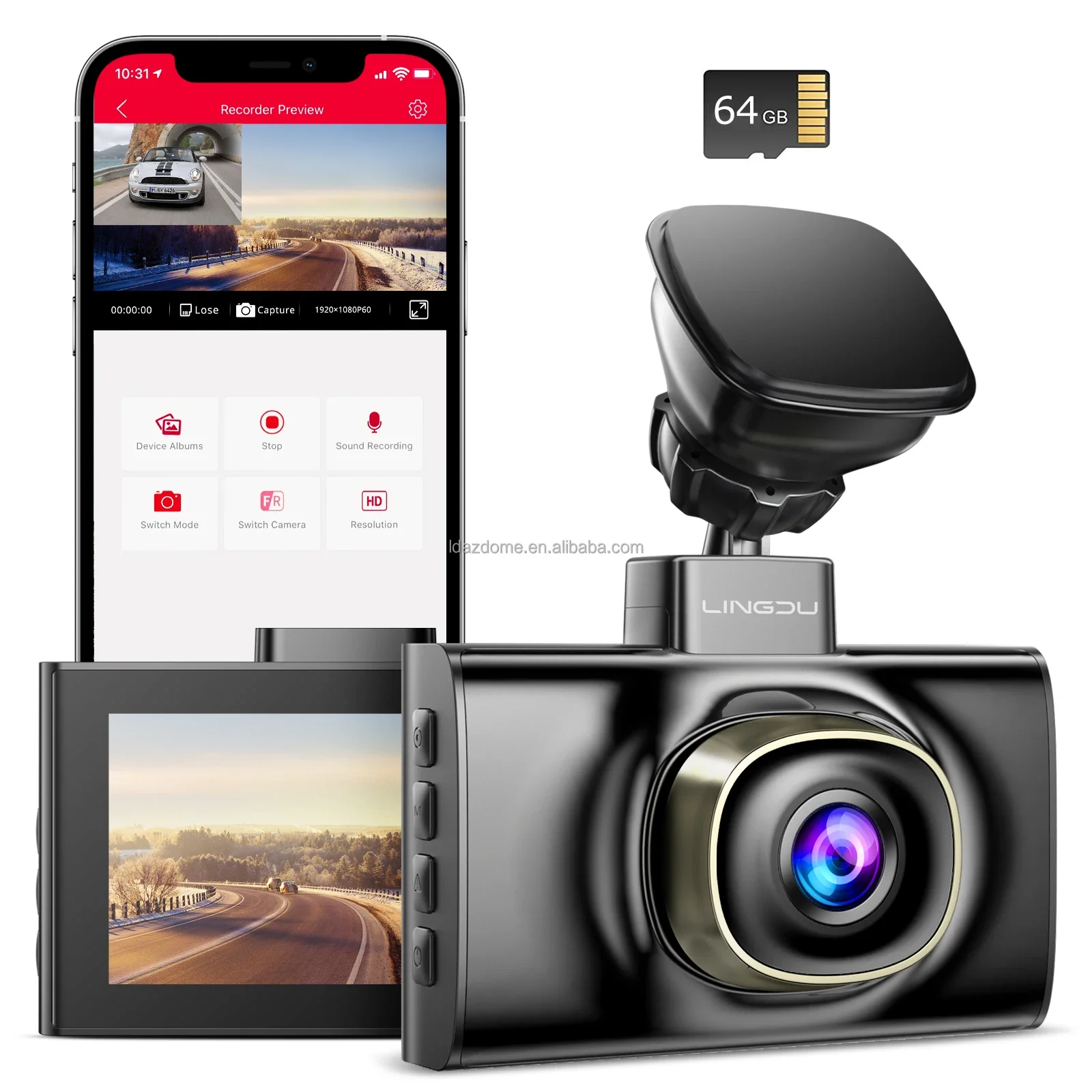 LD02-2CH Dashboard Cam, 4K+2K Front & Rear Car DVR, Built-In WiFi, GPS Tracker, Car Black Box