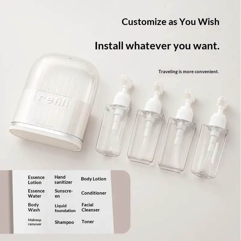 Portable Travel Toiletry Dispenser Set Leakproof Direct Press Containers for Shampoo Conditioner Lotion Cosmetics