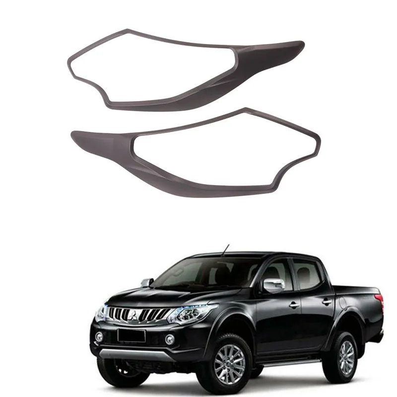 Car Headlight Frame Head Light Cover Trim for Mitsubishi Triton / L200 2015-2018 Black Accessories