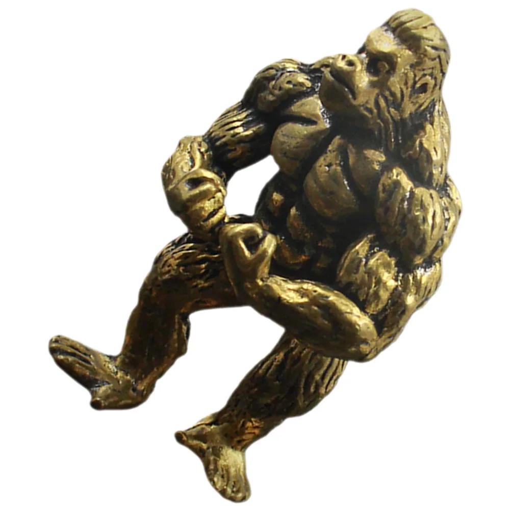 

Vintage Copper Gorilla Modeling Decoration Desktop Ornament Retro Sculpture For Indoor Tabletop Decor Miniature