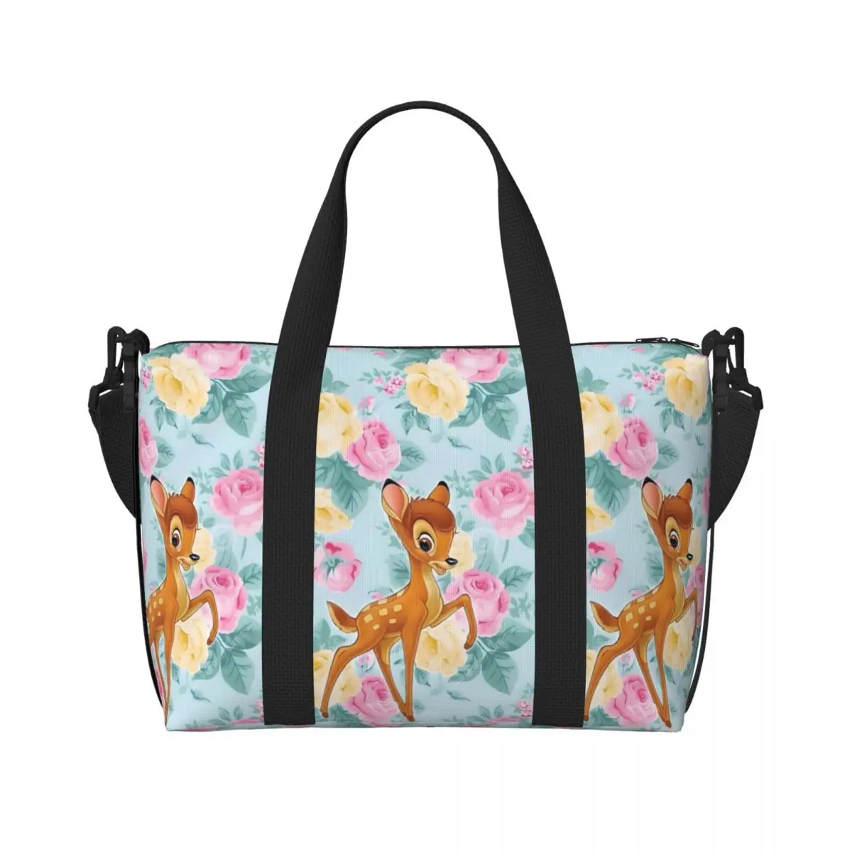 

Custom Bambi Tote Bag Women Large Capacity Classical Printing Animal Beach Gym Shoulder Travel Bag