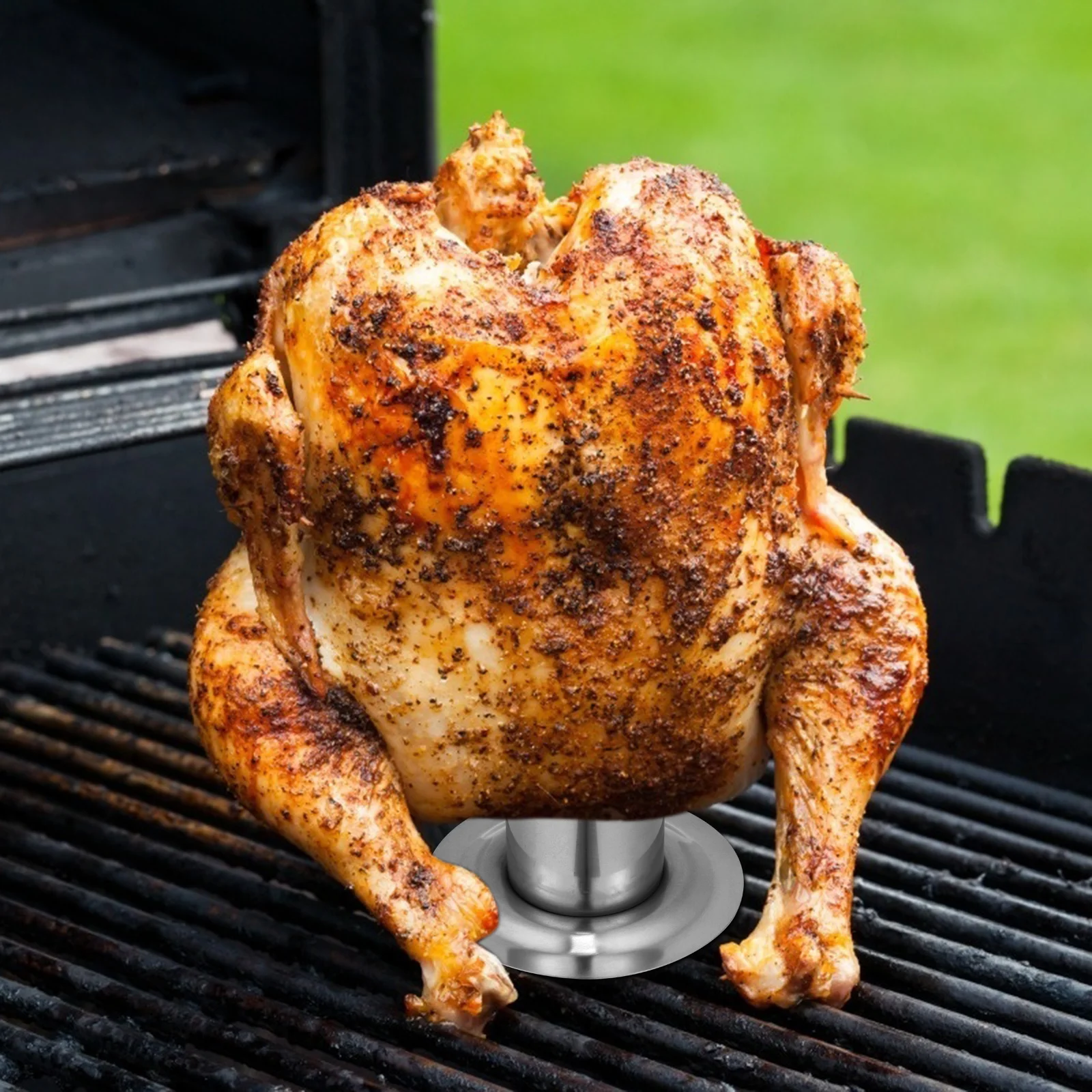 

Heavy Duty Roast Chicken Rack with High Temp Resistance Stainless Steel Grilled Chicken Stand for Home Barbecue Cooking Tool
