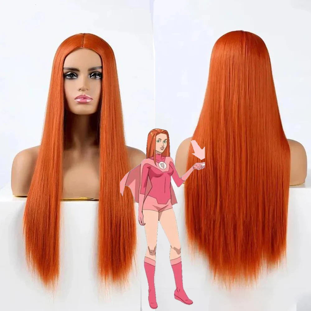 Adult Women Long Straight Synthetic Wigs Female Halloween Carnival Hair Game Invincible Atom Eve Cosplay Fantasia Wig