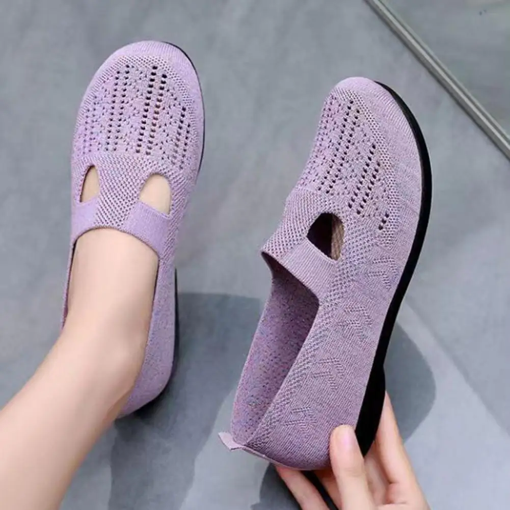 2024 Summer Casual Shoes Hollow Out Flat Ballet Shoes Women Cozy Square Toe Loafers Anti-skid Walking Driving Shoes