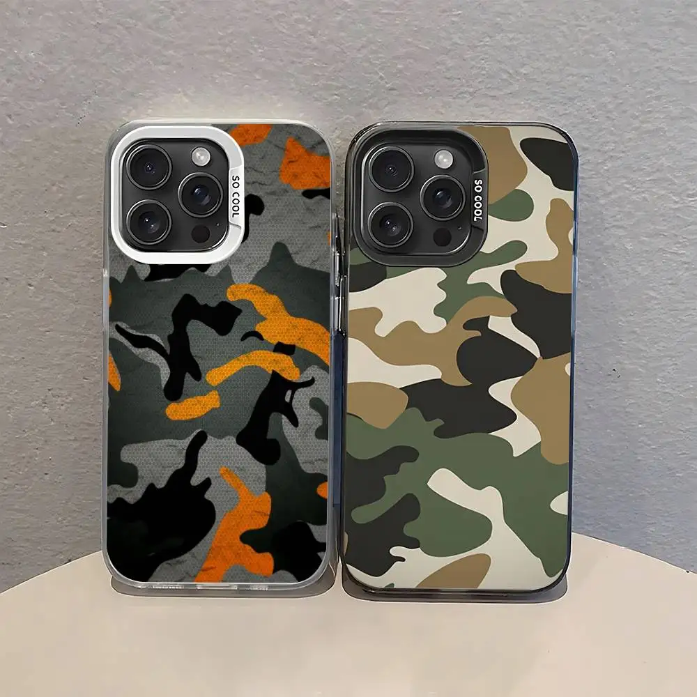 

Camouflage Pattern Phone Case For IPhone 17 16 15 Pro Max Plus 14 13 12 11 Black White Shockproof Phone Cover