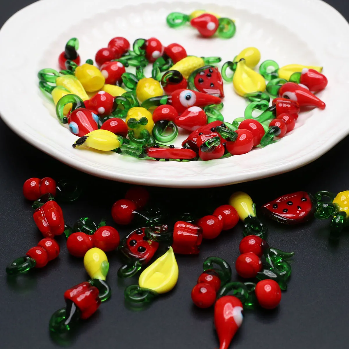 30PCS Random Colors Acrylic Small Pendant  Childlike Fruit and Vegetable Shape Children's Jewelry Making DIY Necklace Earrings