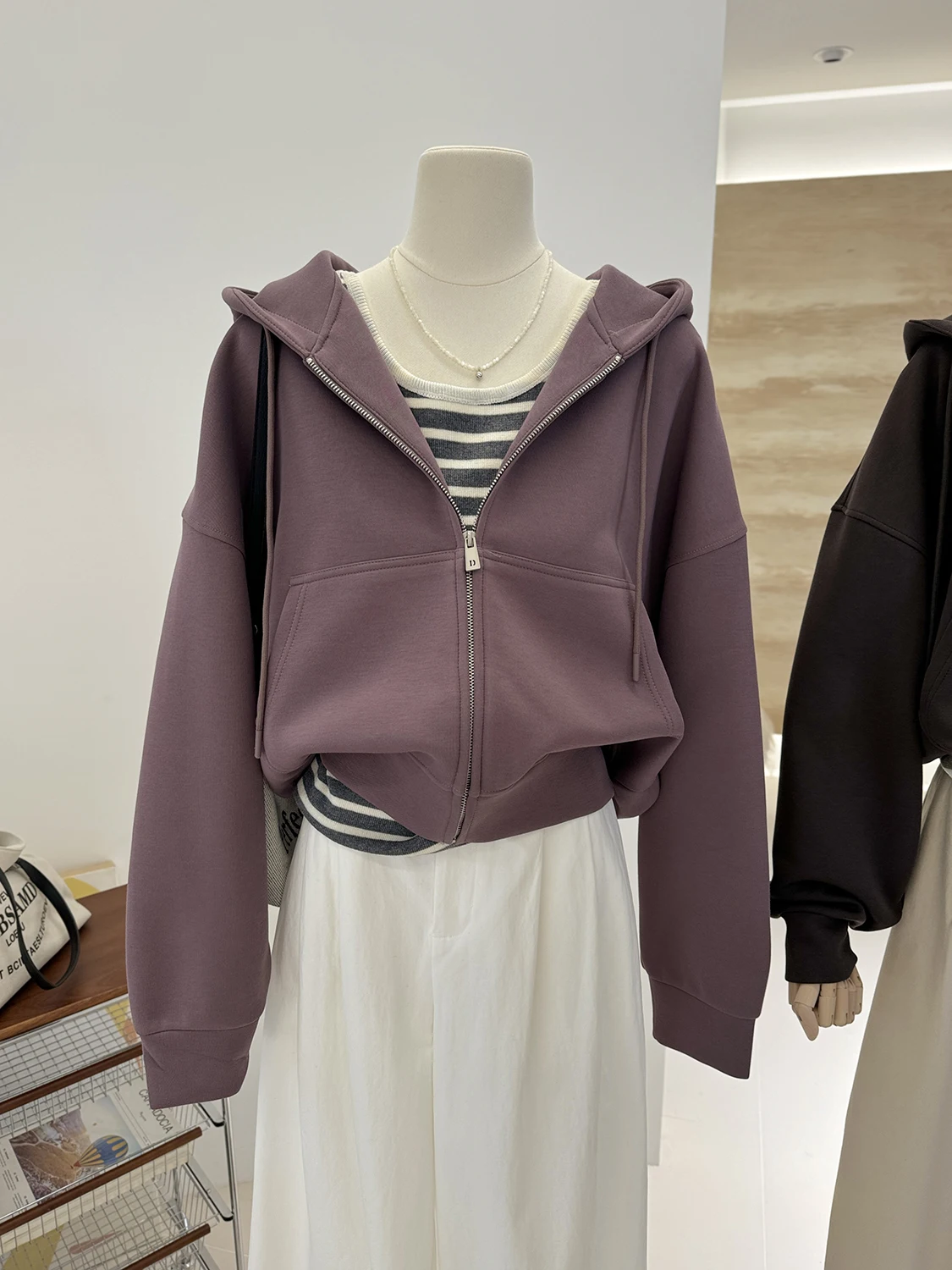 Hooded Hoodies For Woman Minimalism Flexible Elegant Split Hipster Hiphop Half-Zip Seasonal Girls' Smoky Raglan Red V-Neck