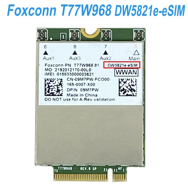 T77w968 dw5821e e-SIM dw5821e eSIM x20 lte cat16 1gbps FDD-LTE TDD-LTE 4gモジュールfordell 5420 5424 7424 7400 7210ラップトップ