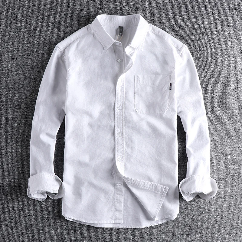 2025 Autumn New American Retro Cashew Flower Patchwork Oxford Textile Shirt Men's 100%Cotton Loose Fashion Washed Casual Blouses