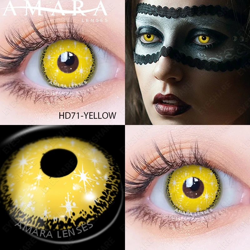 AMARA YELLOW Color Contact Lenses for Eyes Makeup Beauty Contact Lenses Eye Cosmetic Color Lens Eyes Cosplay Anime Accessories