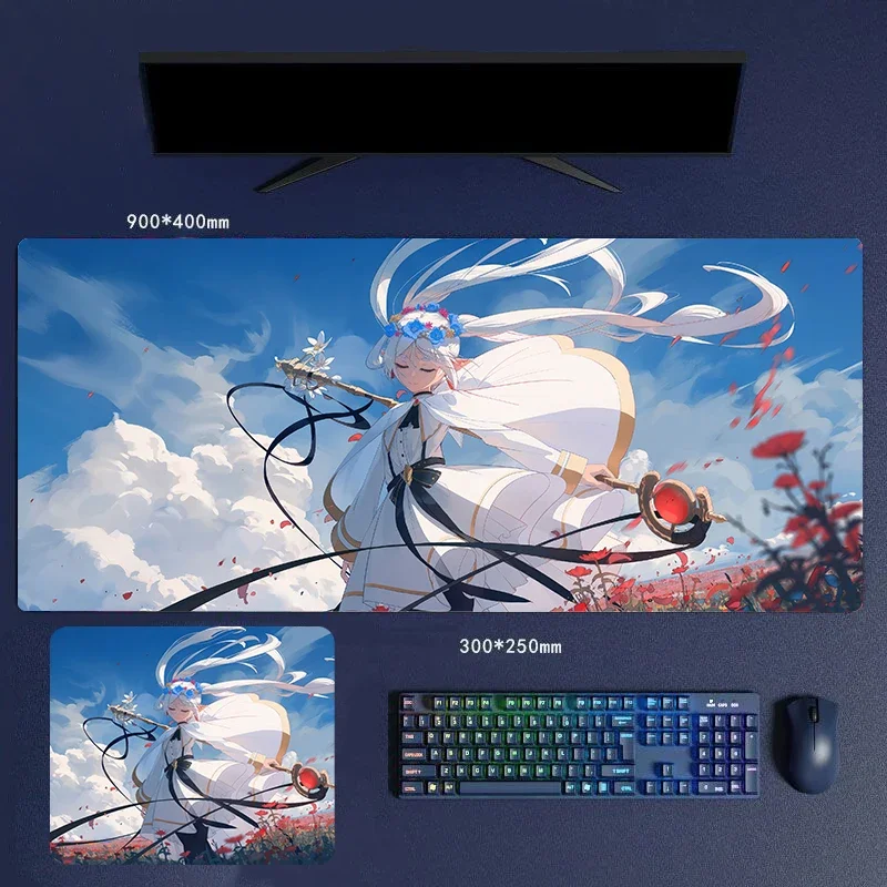 Jiansu 30/60/70/80CM Frieren Manga Blue Sky Cloud Mouse Pads Luxury Trendy Mice Keyboards Multi Size Computer Peripherals Daily