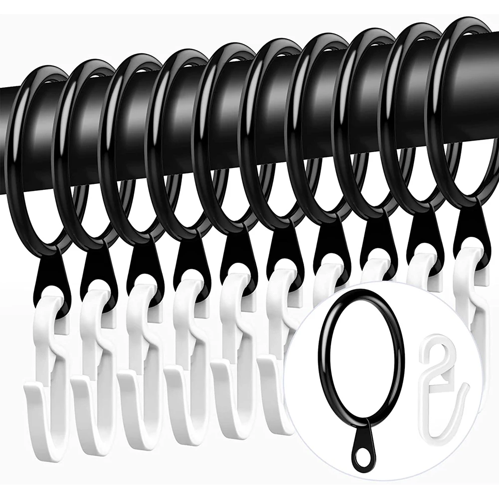 

Pack Of 10 Metal Curtain Rings Curtain Hanging Rings Plastic Curtain Hooks For Curtains Rods Pole Voile Heavy Duty Rings