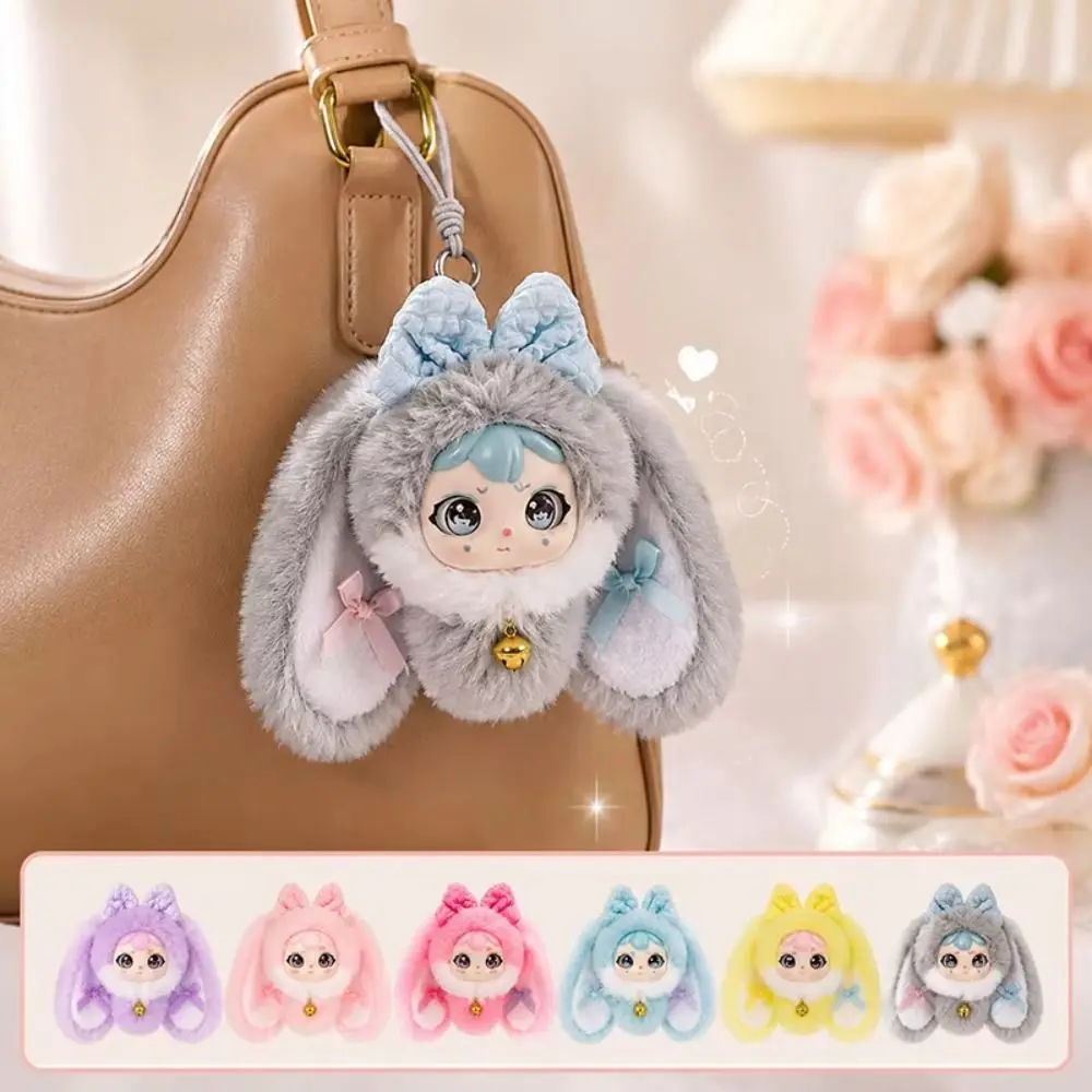 Cute Design Bowknot Rabbit Ear Keychain Bowknot Decoration Vinyl Face Vinyl Face Pendant 15cm Material Drooping Ear Rabbit