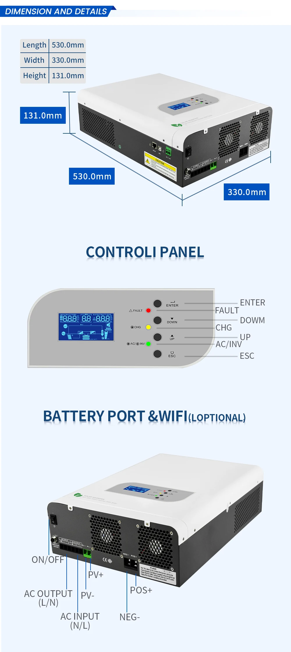 10KW Solar Hybrid Inverter 48v Parallel Function Kit 120A 220VAC Single Phase Pure Sine Wave 98% Efficiency