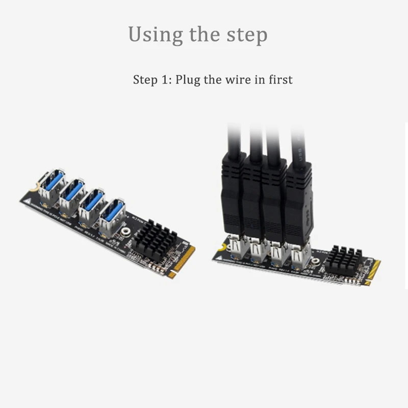 Imagem -06 - M-key Pcie Placas de Expansão Pcie Riser Cabo M.2 para Pci-e x1 Portas Usb 3.0 Placa Gráfica Adaptador de Expansão Asm1184e M.2