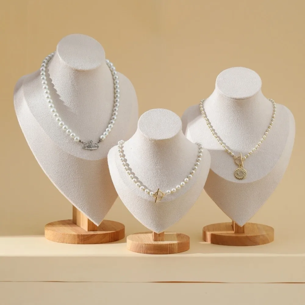 Fashion High-End Necklace Display Stand Elegant Durable Mannequin Stand Wooded Portable Portrait Neck Counter