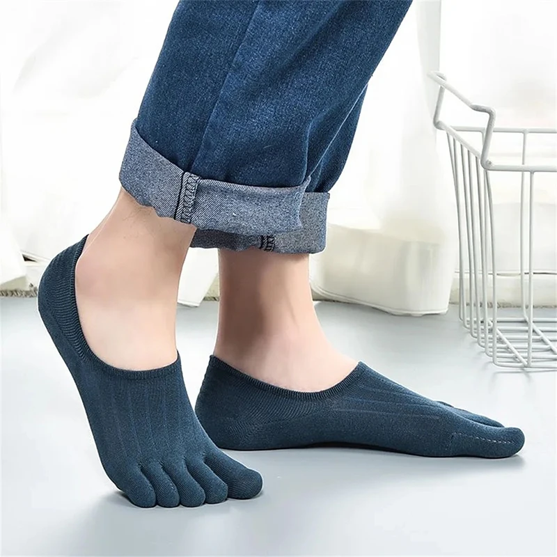 10 Pairs Mens Womens Solid Cotton Socks Colorful Breathable Comfortable Split Toe Ankle Socks Five Fingers Summer Men's Socks