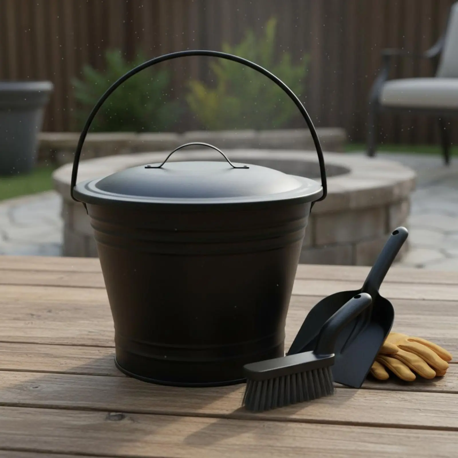 

4 Pieces Fireplace Ash Container Kit Easy to Carry Fireplace Cleaning Tools Set Ash Cleanup Kit Multi-Purpose Home Storage