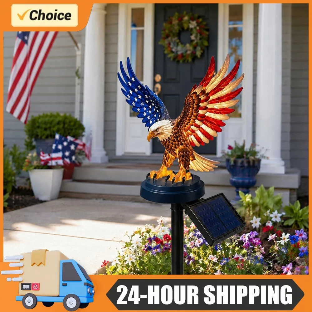 Solar Powered America 250th Anniversary Garden Lights Eagle Garden Stakes for 4th of July Decorations Outdoor Memorial Day