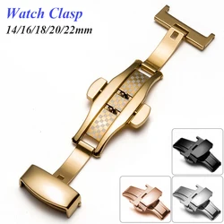 Butterfly Deployment Buckle Double Click Stainless Steel Strap Button for Watch Band 16mm 18mm 20mm 22mm Clasp Watch Accessories