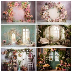 Resumo Flower Photography Backdrop, Spring Floral Garden, Baby Shower recém-nascido, aniversário, casamento, fundo do retrato, estúdio de fotografia