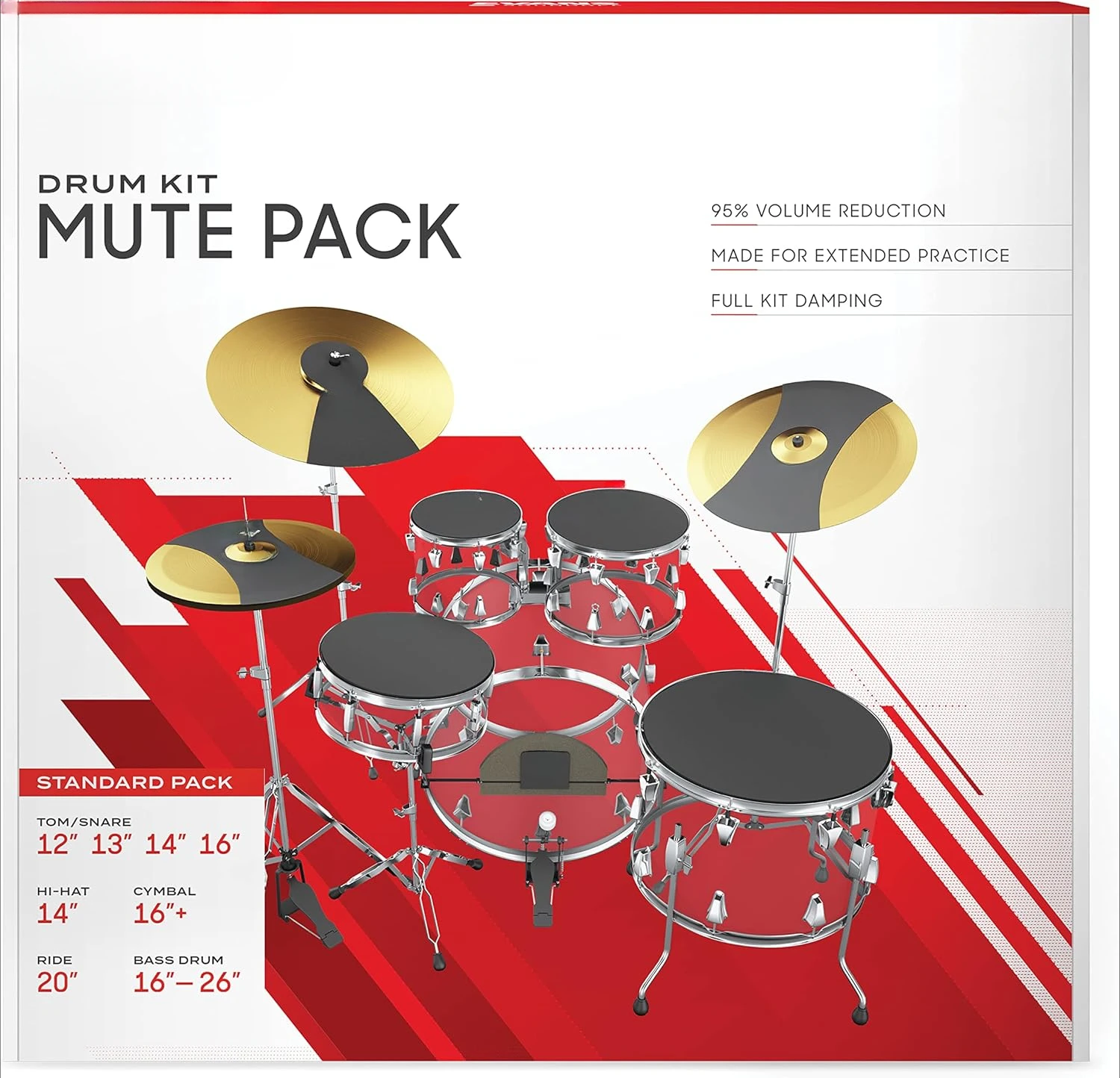 Full Box Drum Pad Set - Drum Mutes Pack - 3 Cymbals, 4 Tom/Snare, & 1 Bass Drum Mute