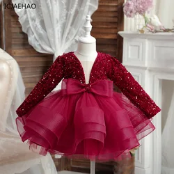 ICJAEHAO 2024 Sequin Boutique Trend Children Clothing Elegant Princess Party Ball Girl Outfit High Quality Fashion tutu Dressed