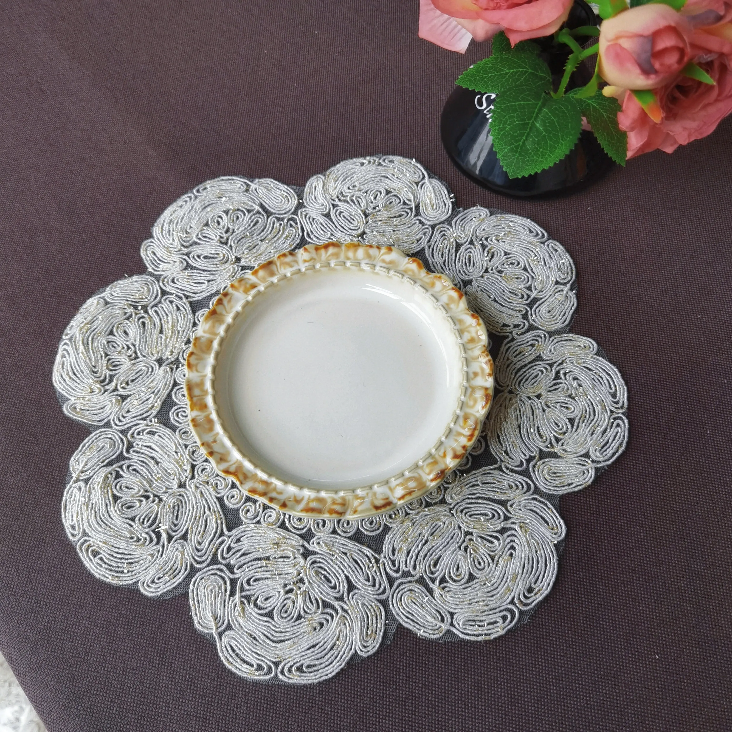Funky Placemats Macrame Placemats Washable Round Anti Slip Plates Mats Decorative Dining Centerpiece Birthday Table Decoration
