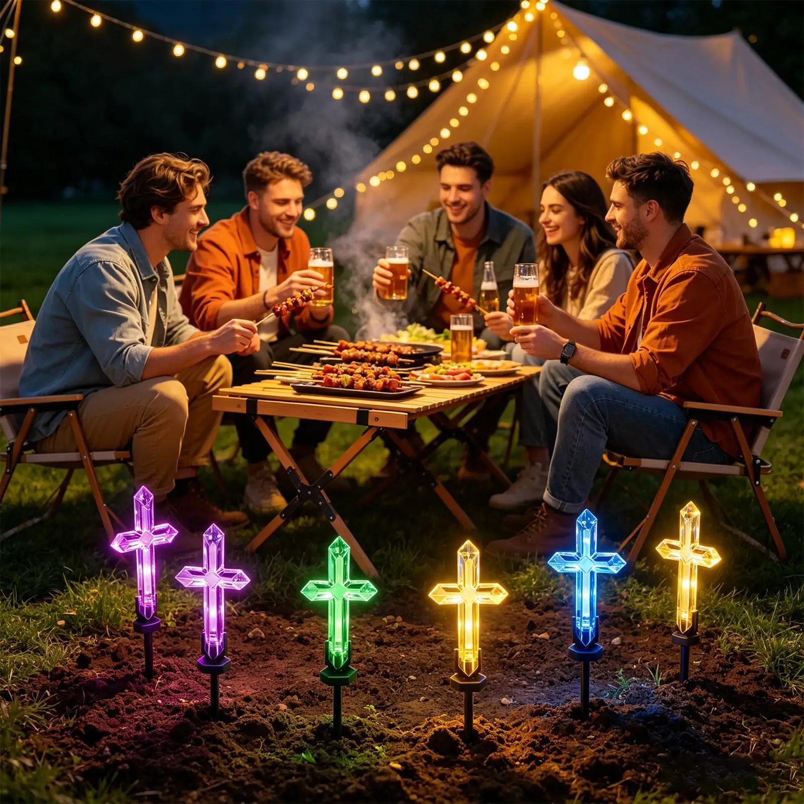 Solar Cross Light For Cemetery Grave LED Solar Garden Stake Memorial Decoration Waterproof Outdoor Grave Lamp For Remembrance