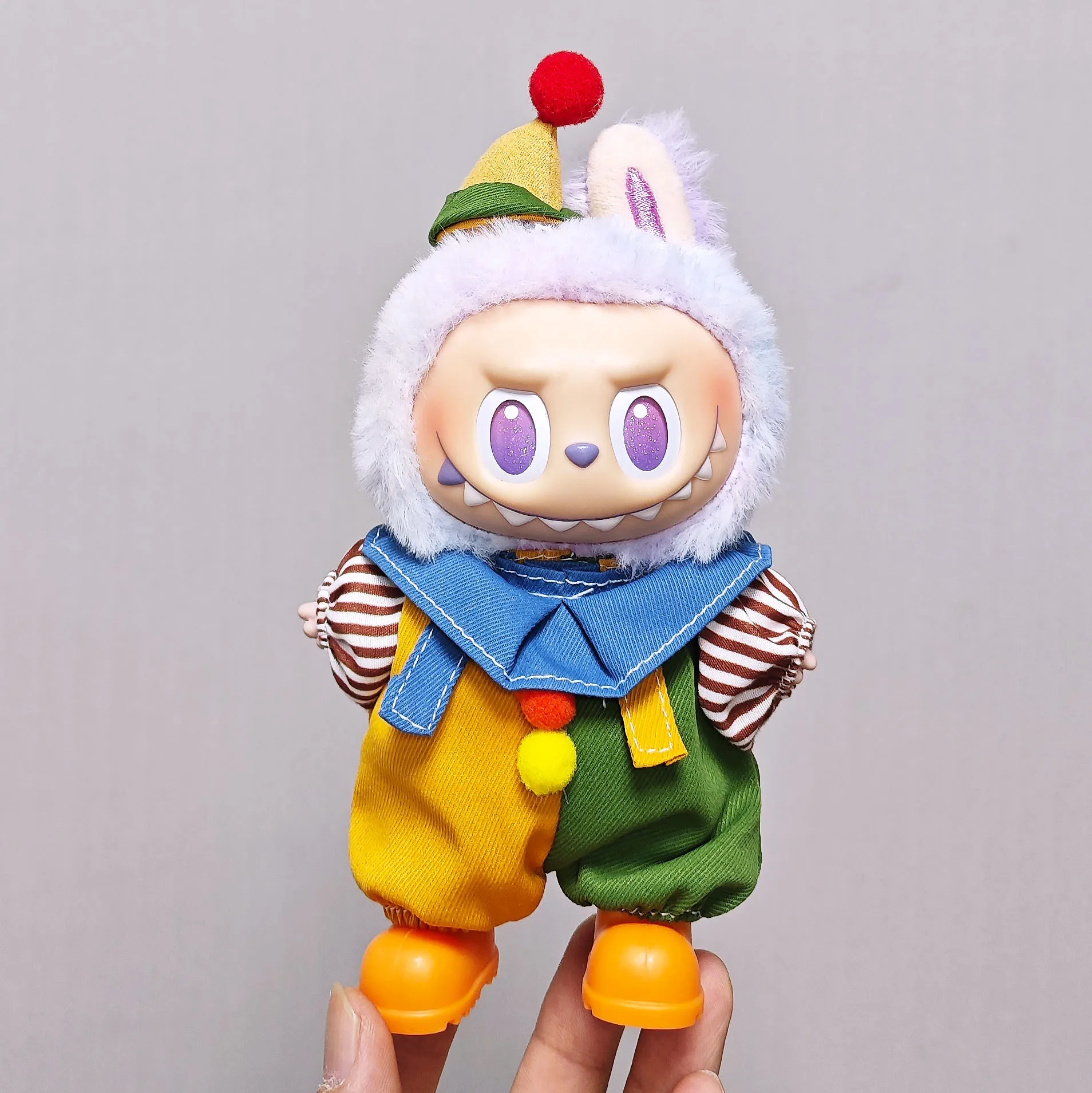 Para 15/17cm labubu boneca roupas roupa palhaço traje vestir-se bonecas acessórios sentado festa mudando vestido jogo brinquedos diy