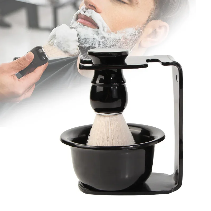 Juego de cepillos de barba para hombre, herramientas de aseo para afeitado, juegos de cuidado y limpieza de barba, soporte de cepillo de afeitar